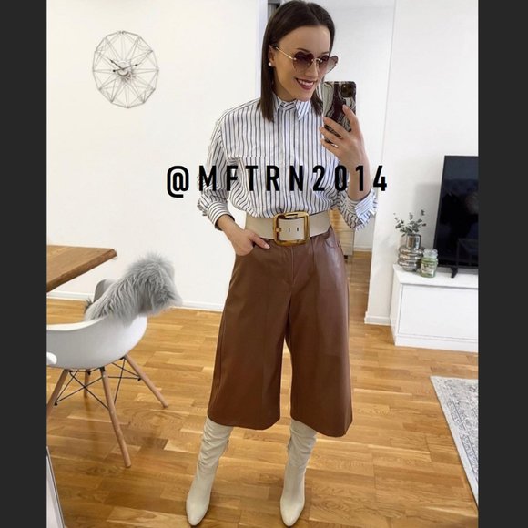 SOLD! ZARA Faux Leather Long Shorts - Picture 4 of 16